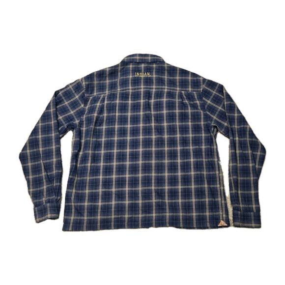 Indian Motorcycle Button Up Fleece Plaid Shirt Mens XL Embroidered Twin Pocket - Picture 9 of 10